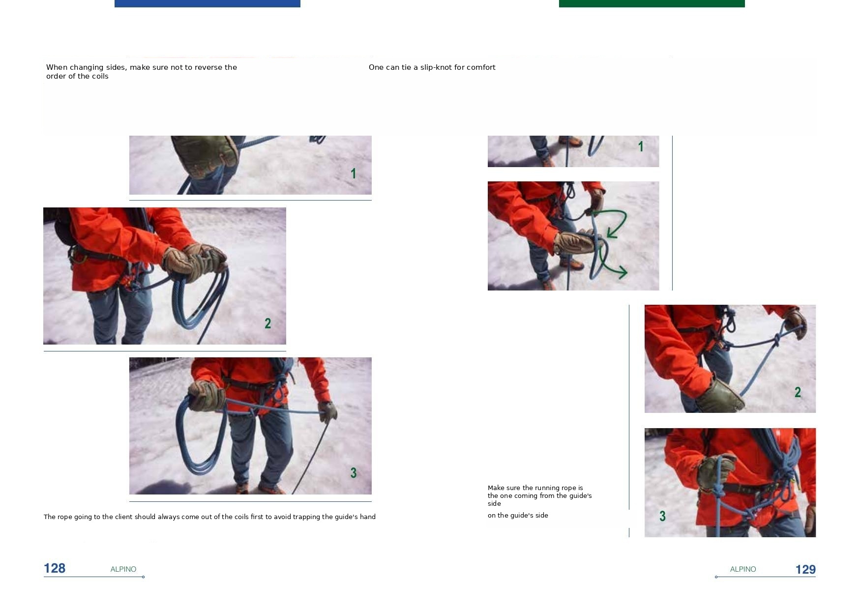 Waist belay position, and a common error to avoid.