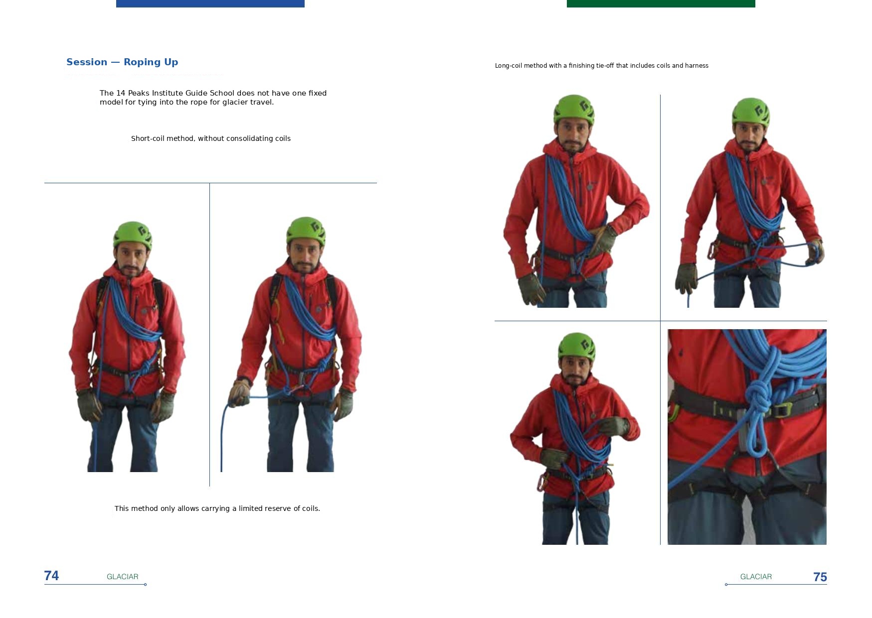 Roped travel on a glacier — the first line of defense against a crevasse fall.